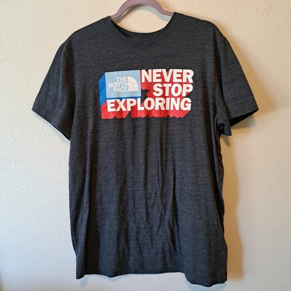 The North Face Mens Never Stop Exploring Graphic T-Shirt Charcoal Grey Large